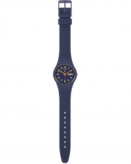 SWATCH Essentials Trendy Lines At Night Blue Silicone Strap SO28I700 