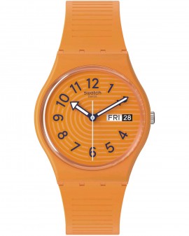 SWATCH Essentials Trendy Lines In Sienna Orange Silicone Strap SO28O703
