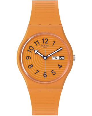 SWATCH Essentials Trendy Lines In Sienna Orange Silicone Strap SO28O703