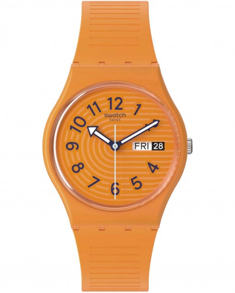 SWATCH Essentials Trendy Lines In Sienna Orange Silicone Strap SO28O703 