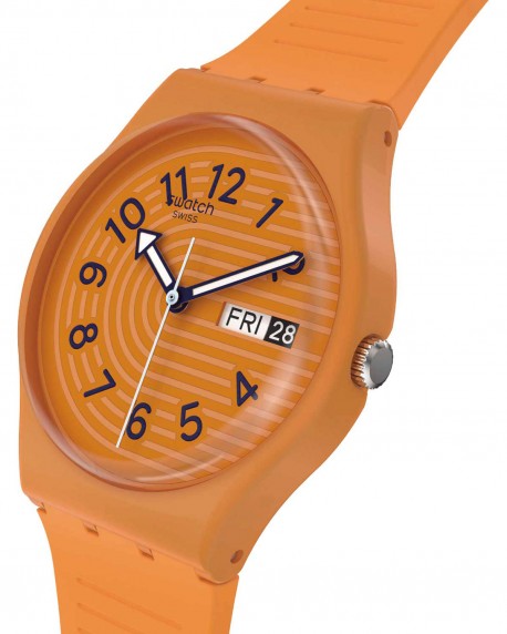 SWATCH Essentials Trendy Lines In Sienna Orange Silicone Strap SO28O703 