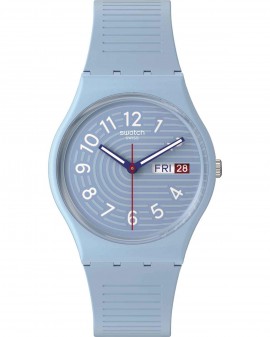 SWATCH Essentials Trendy Lines In The Sky Light Blue Silicone Strap SO28S704