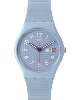 SWATCH Essentials Trendy Lines In The Sky Light Blue Silicone Strap SO28S704