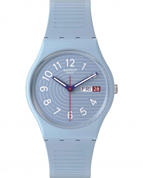 SWATCH Essentials Trendy Lines In The Sky Light Blue Silicone Strap SO28S704 