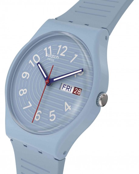 SWATCH Essentials Trendy Lines In The Sky Light Blue Silicone Strap SO28S704 