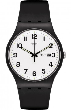 SWATCH Twice Again Black Rubber Strap SO29B703