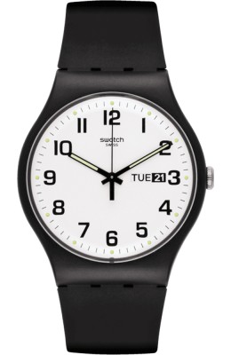 SWATCH Twice Again Black Rubber Strap SO29B703