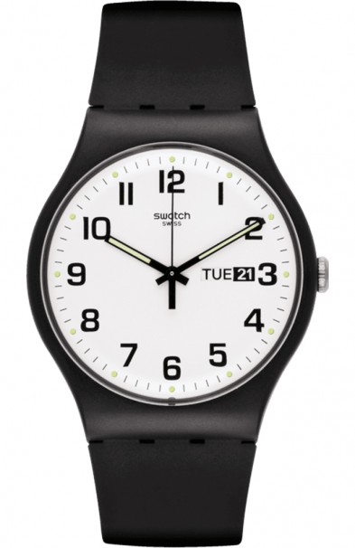 SWATCH Twice Again Black Rubber Strap SO29B703 