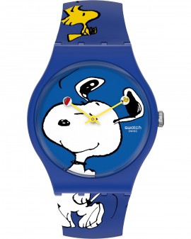 SWATCH Peanuts Hee Hee Hee Blue Silicone Strap SO29Z106