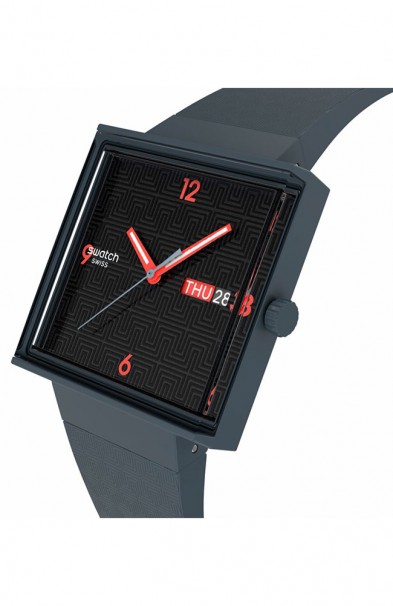SWATCH SQUARED OFF Grey Rubber Strap SO34M701 