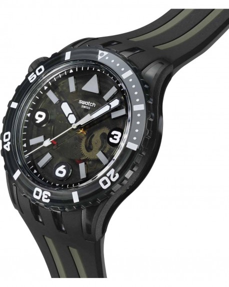 SWATCH Scubaqua Black Sea Nettle Two Tone Silicone Strap SSCU09B100 