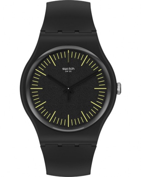 SWATCH Gents BLACKNYELLOW Black Silicone Strap SUOB184 