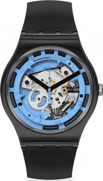 Swatch Gents Blue Anatomy Black Silicone Strap SUOB187