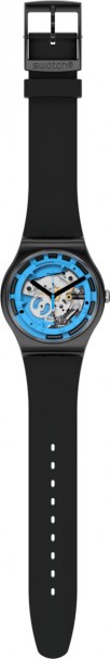 Swatch Gents Blue Anatomy Black Silicone Strap SUOB187 