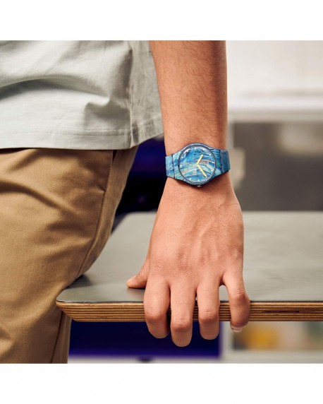 SWATCH MoMA The Starry Night By Vincent Van Gogh Silicone Strap SUOZ335 