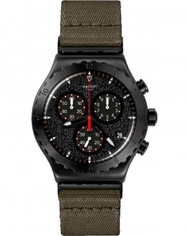 SWATCH Power Of Nature By The Bonfire Chronograph Khaki Combined Materials Strap YVB416