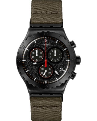 SWATCH Power Of Nature By The Bonfire Chronograph Khaki Combined Materials Strap YVB416