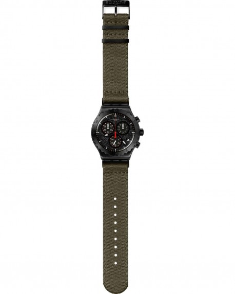 SWATCH Power Of Nature By The Bonfire Chronograph Khaki Combined Materials Strap YVB416 