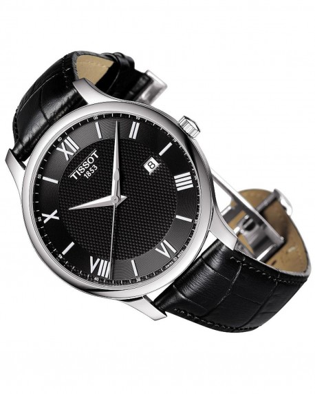 TISSOT Tradition Black Leather Strap T0636101605800