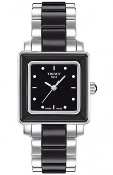 TISSOT Cera Diamonds Stainless Steel and Black Ceramic Bracelet T0643102205600 