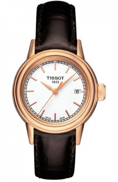 TISSOT T-Classic Carson Rose Gold Brown Leather Strap T0852103601100