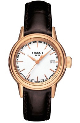 TISSOT T-Classic Carson Rose Gold Brown Leather Strap T0852103601100