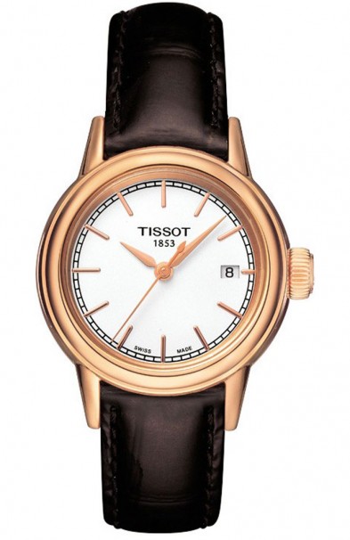 TISSOT T-Classic Carson Rose Gold Brown Leather Strap T0852103601100 