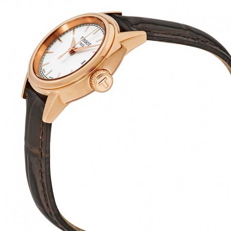 TISSOT T-Classic Carson Rose Gold Brown Leather Strap T0852103601100 