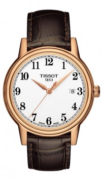 TISSOT T-Classic Carson Rose Gold,Brown Leather Strap T0854103601200