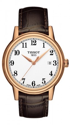 TISSOT T-Classic Carson Rose Gold,Brown Leather Strap T0854103601200