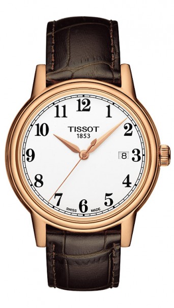 TISSOT T-Classic Carson Rose Gold,Brown Leather Strap T0854103601200 