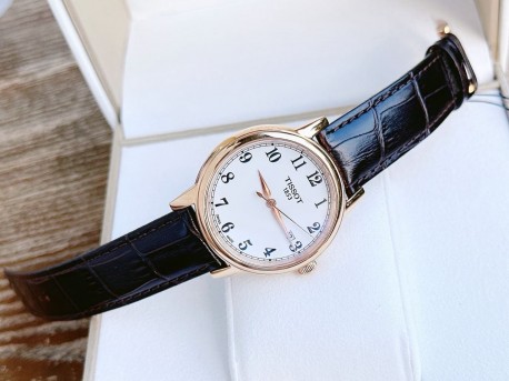 TISSOT T-Classic Carson Rose Gold,Brown Leather Strap T0854103601200 