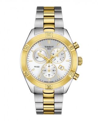 TISSOT PR 100 Sport Chic Chronograph Two Tone Gold Stainless Steel Bracelet T101.917.22.031.00