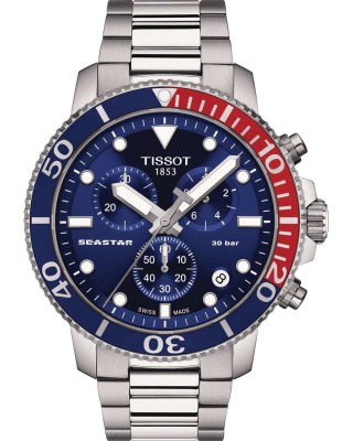 TISSOT Seastar Chronograph Silver Stainless Steel Bracelet T1204171104103