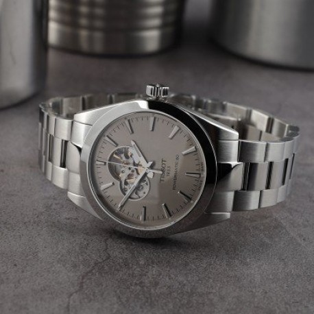 TISSOT Gentleman Powermatic 80 Open Heart Stainless Steel Bracelet T1274071108100 