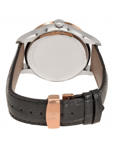TISSOT T-Classic Rose Gold 18Κ Black Leather Strap T9124104605100 