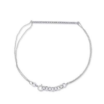 Βραχιόλι Λευκόχρυσο 18 Καρατίων Με Λευκά Μπριγιάν oro2897