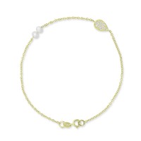 Βραχιόλι Χρυσό 9 Καρατίων Με Μαργαριτάρια Και Ζιργκόν oro2961