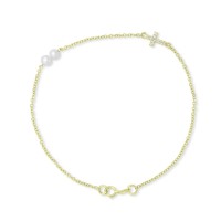 Βραχιόλι Χρυσό 9 Καρατίων Με Μαργαριτάρια Και Ζιργκόν oro2962