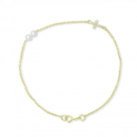 Βραχιόλι Χρυσό 9 Καρατίων Με Μαργαριτάρια Και Ζιργκόν oro2962