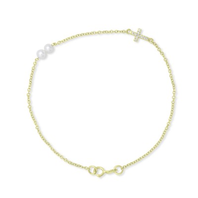 Βραχιόλι Χρυσό 9 Καρατίων Με Μαργαριτάρια Και Ζιργκόν oro2962