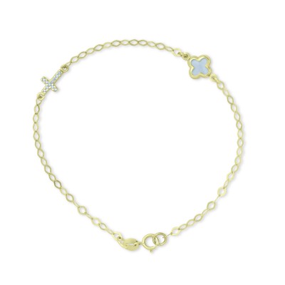 Βραχιόλι Σταυρός Χρυσό 9 Καρατίων Με Ζιργκόν oro2964