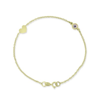 Βραχιόλι-Καρδιά Χρυσό 9 Καρατίων Με Μάτι oro2965