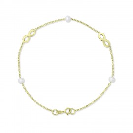 Βραχιόλι-Άπειρο Χρυσό 9 Καρατίων Με Μαργαριτάρια oro2966