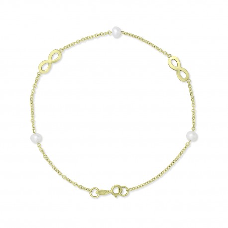 Βραχιόλι-Άπειρο Χρυσό 9 Καρατίων Με Μαργαριτάρια oro2966 