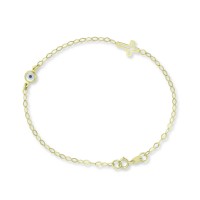 Βραχιόλι-Σταυρός Χρυσό 9 Καρατίων Με Μάτι oro2967