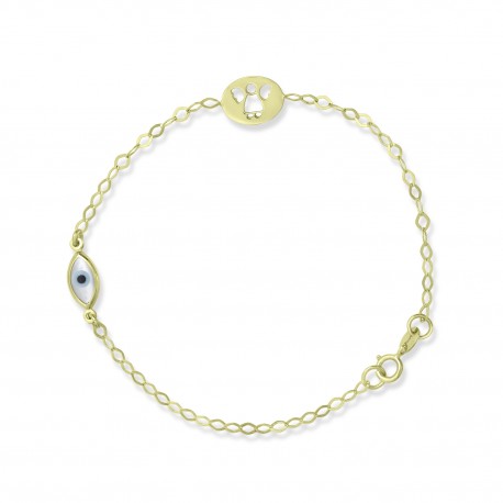 Βραχιόλι Χρυσό 9 Καρατίων Με Μάτι oro2968 