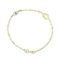 Βραχιόλι-Σταυρός Χρυσό 9 Καρατίων Με Μάτι oro2969