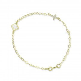 Βραχιόλι Σταυρός Χρυσό 9 Καρατίων Με Ζιργκόν oro2971