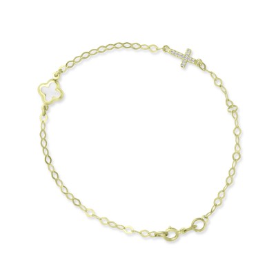 Βραχιόλι Σταυρός Χρυσό 9 Καρατίων Με Ζιργκόν oro2971